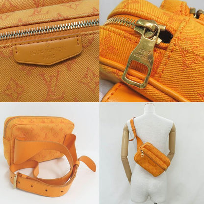 Louis Vuitton Bum Bag Outdoor M44623 Monogram Denim Orange Gold