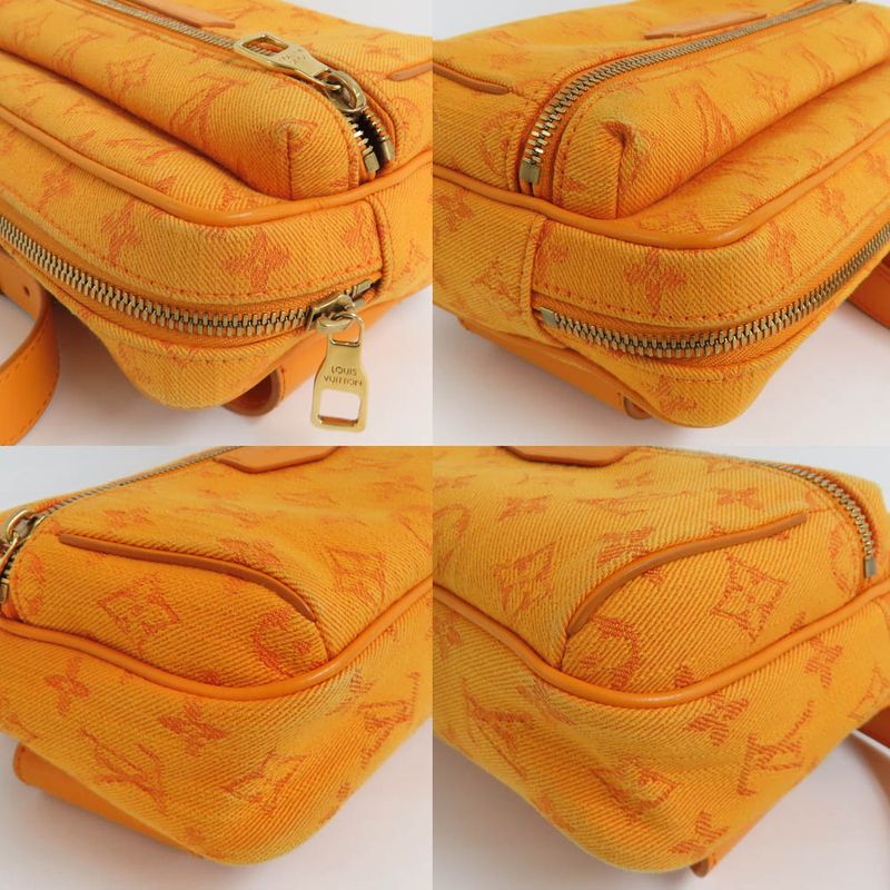 Louis Vuitton Bum Bag Outdoor M44623 Monogram Denim Orange Gold