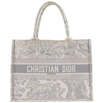 [dior] Christian Dior Book Tote Medium Toile De Jouy Jacquard Canvas Gray