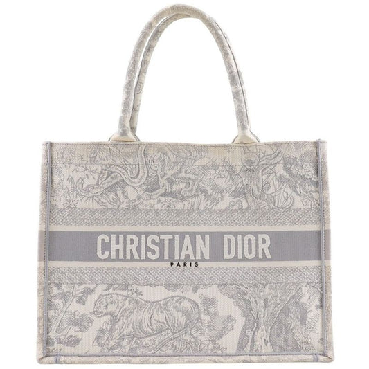 [dior] Christian Dior Book Tote Medium Toile De Jouy Jacquard Canvas Gray
