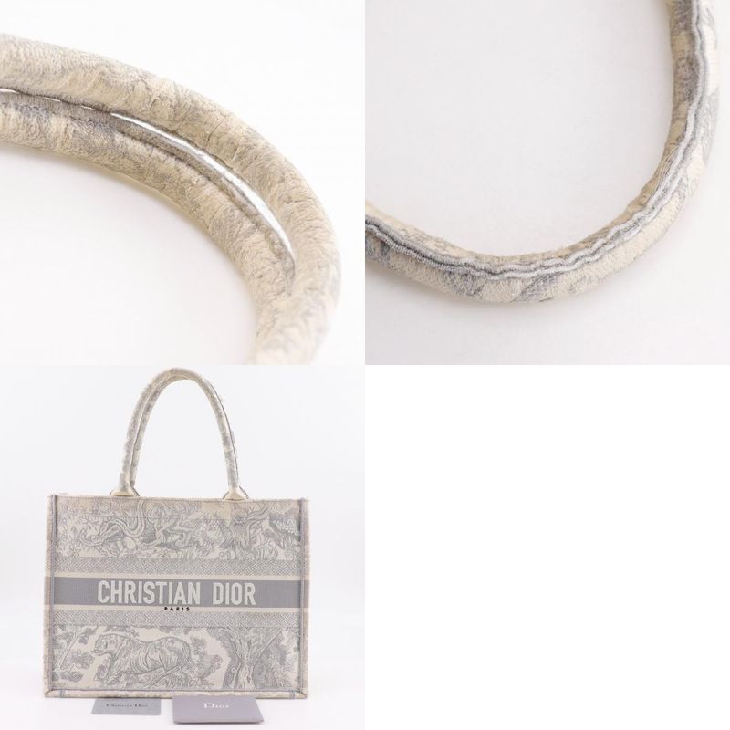 [dior] Christian Dior Book Tote Medium Toile De Jouy Jacquard Canvas Gray