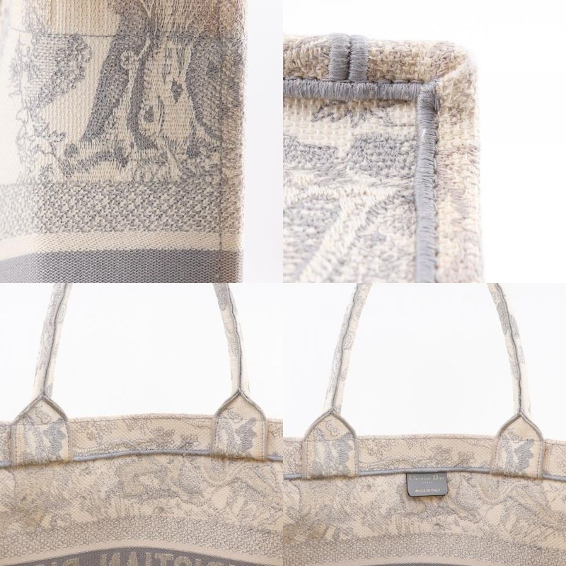[dior] Christian Dior Book Tote Medium Toile De Jouy Jacquard Canvas Gray