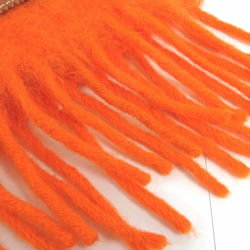 Loewe Muffler - Orange Mohair Wool Fringe Leather Tag Women's Accessori