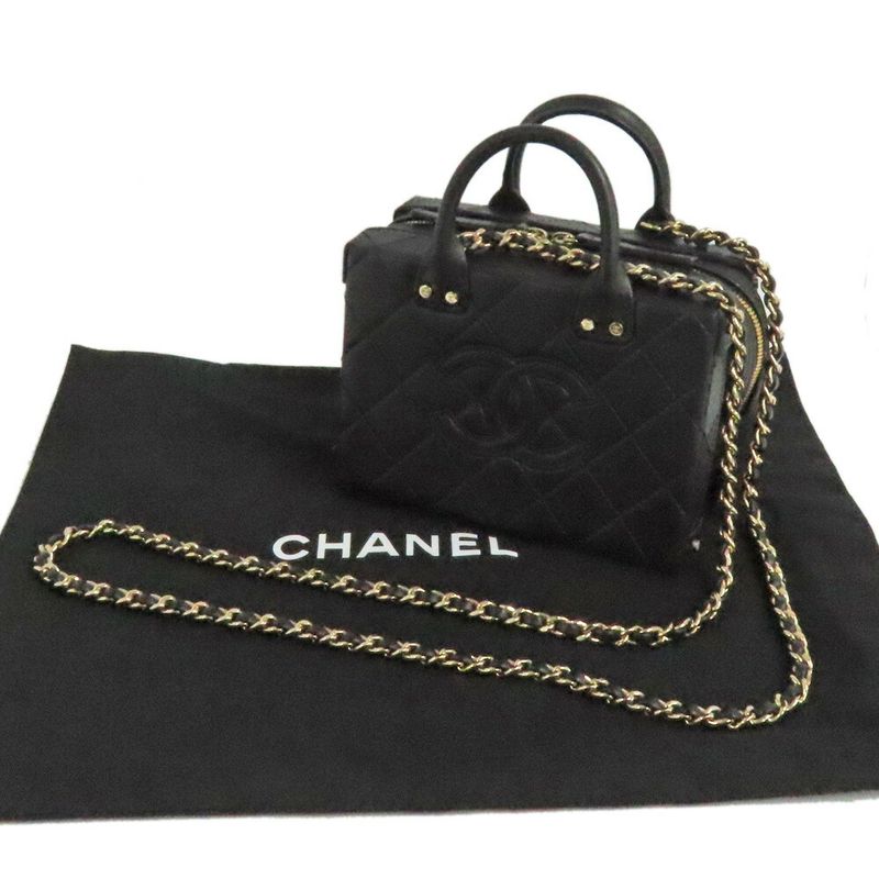 Chanel Small Vanity Case Chain Shoulder Bag As3344 Black Gold Hardware