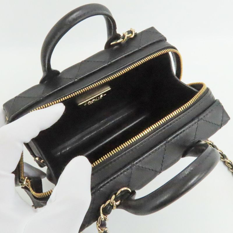 Chanel Small Vanity Case Chain Shoulder Bag As3344 Black Gold Hardware