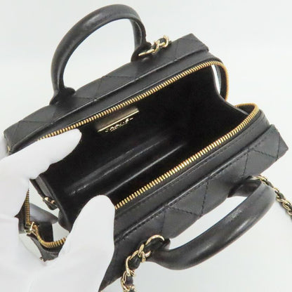 Chanel Small Vanity Case Chain Shoulder Bag As3344 Black Gold Hardware