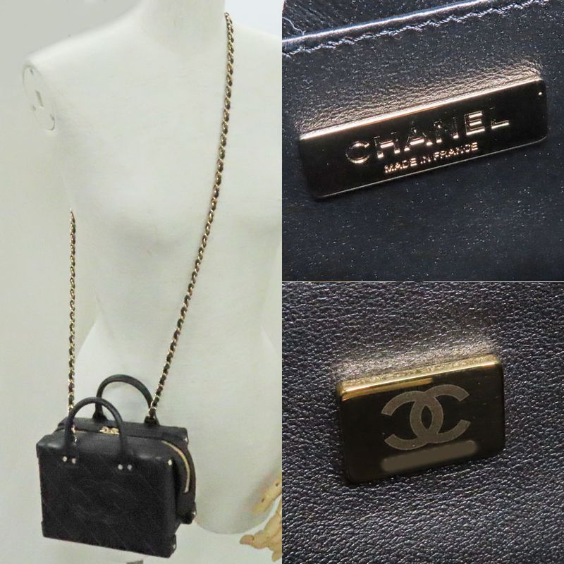 Chanel Small Vanity Case Chain Shoulder Bag As3344 Black Gold Hardware