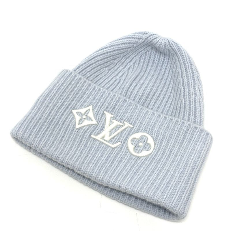 Louis Vuitton Knit Hat Beanie LV Headline M93262 Wool Blue Ciel