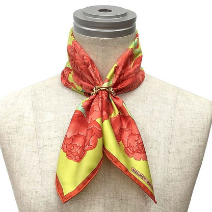 Hermes Scarf Kare45 Les Pivoines Peony Silk Yellow Aq12366