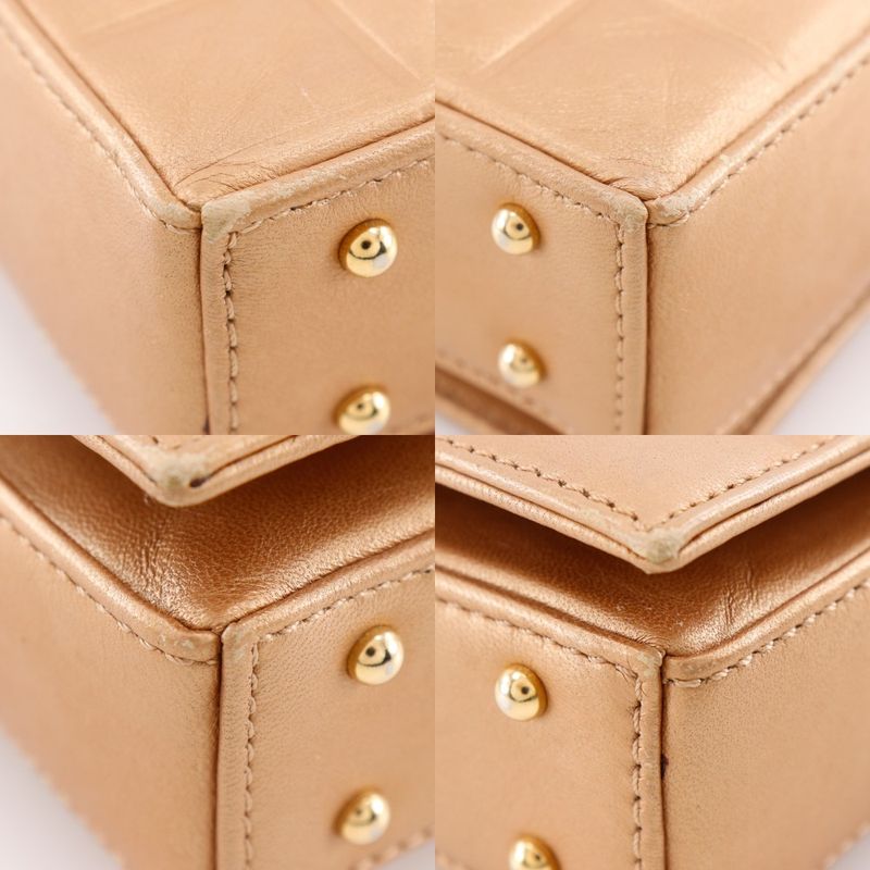 Chanel Chocolate Bar Coco Mark Lambskin Gold Women's Shoulder Bag