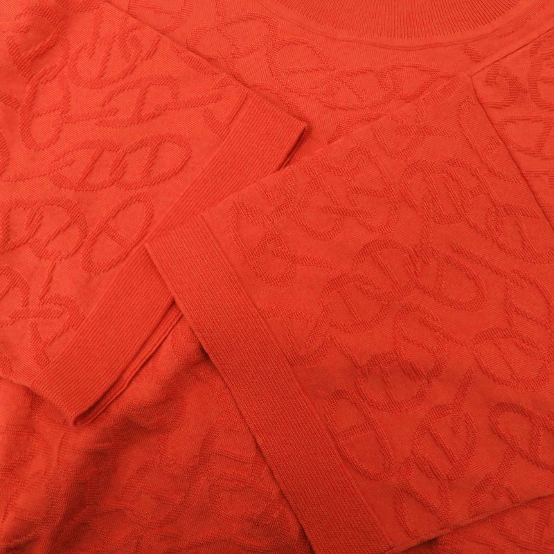 Hermes Naouss a Chaine D'ancre Knit Size 42 Silk Cotton Red Short Sleeve Knit