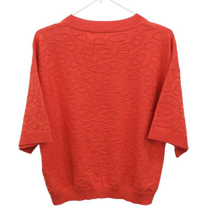 Hermes Naouss a Chaine D'ancre Knit Size 42 Silk Cotton Red Short Sleeve Knit