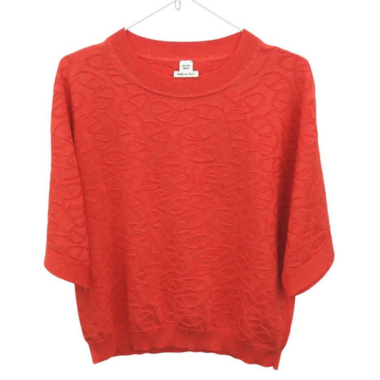 Hermes Naouss a Chaine D'ancre Knit Size 42 Silk Cotton Red Short Sleeve Knit