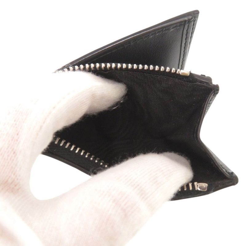 Prada Logo Compact Wallet Brushed Leather Black Bifold Wallet Black 0352 Prada