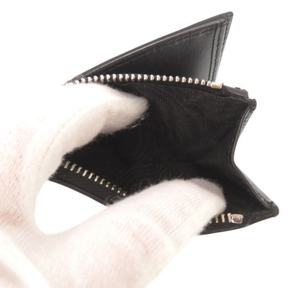 Prada Logo Compact Wallet Brushed Leather Black Bifold Wallet Black 0352 Prada