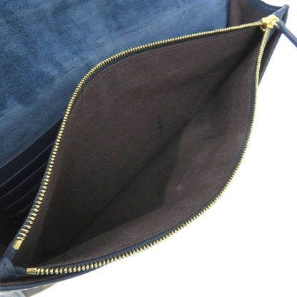 Fendi Pecan Pattern 8 M0284 Leather Canvas Blue Brown Clutch Bag 0475
