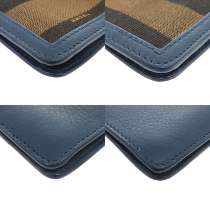 Fendi Pecan Pattern 8 M0284 Leather Canvas Blue Brown Clutch Bag 0475