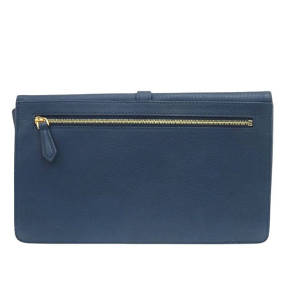 Fendi Pecan Pattern 8 M0284 Leather Canvas Blue Brown Clutch Bag 0475