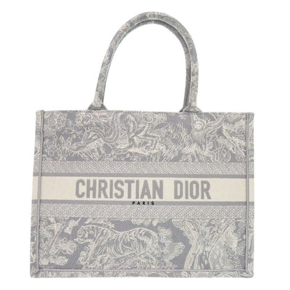 Christian Dior Book Tote Medium Toile de J Embroidery Canvas Gray Tote Bag 0384