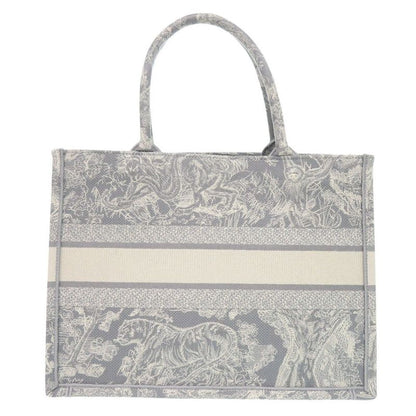 Christian Dior Book Tote Medium Toile de J Embroidery Canvas Gray Tote Bag 0384