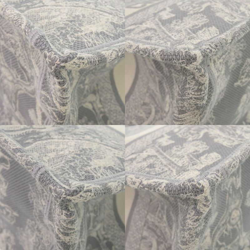 Christian Dior Book Tote Medium Toile de J Embroidery Canvas Gray Tote Bag 0384