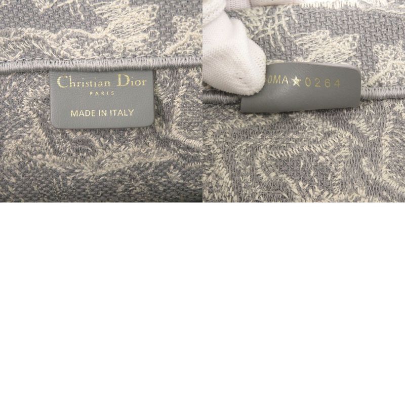 Christian Dior Book Tote Medium Toile de J Embroidery Canvas Gray Tote Bag 0384