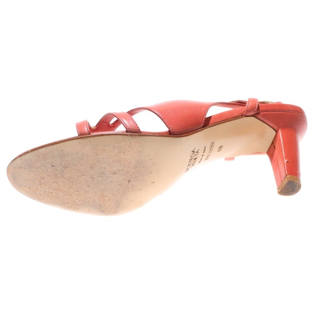 Bottega Veneta Leather Heel Strap Sandals Shoes Pink Women's