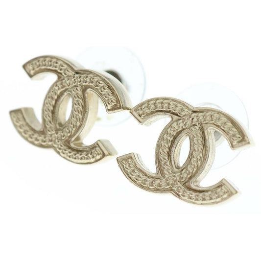 Chanel 07p Chain Coco Mark Logo Earrings Gold
