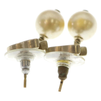 Chanel 10c Coco Mark Fake Pearl Earrings Black X Ivory Gold Hardware
