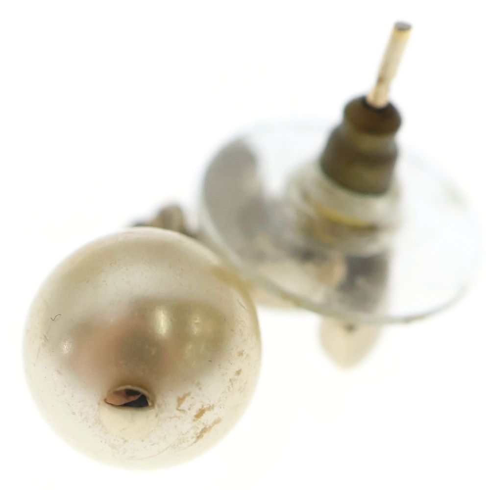 Chanel 10c Coco Mark Fake Pearl Earrings Black X Ivory Gold Hardware