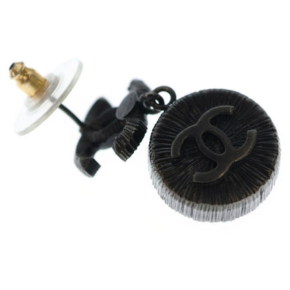 Chanel Cocomark Stone Earrings Dark Gray Black