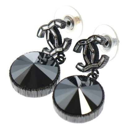 Chanel Cocomark Stone Earrings Dark Gray Black