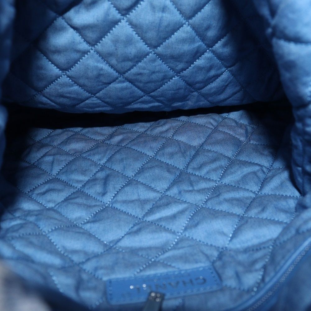 Chanel 22 Chain Backpack Rucksack Chain Bag Denim Light Blue As3859