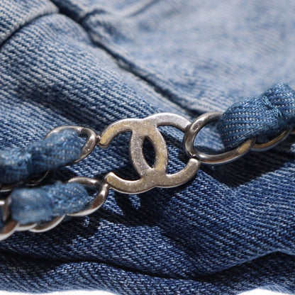 Chanel 22 Chain Backpack Rucksack Chain Bag Denim Light Blue As3859
