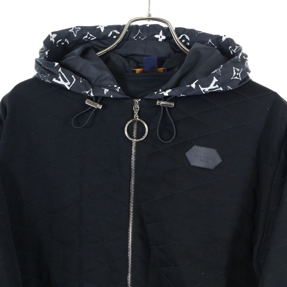 Louis Vuitton 20aw Quilted Nylon Switch Hoodie Zip Up Jacket Black
