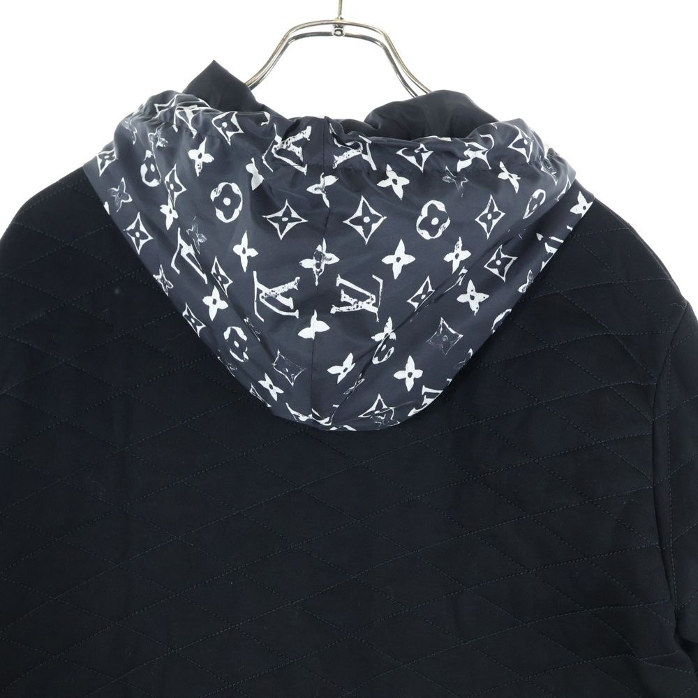 Louis Vuitton 20aw Quilted Nylon Switch Hoodie Zip Up Jacket Black