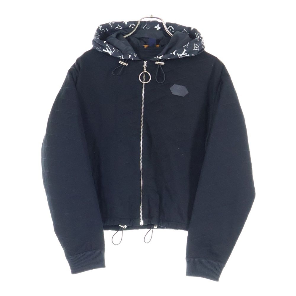 Louis Vuitton 20aw Quilted Nylon Switch Hoodie Zip Up Jacket Black