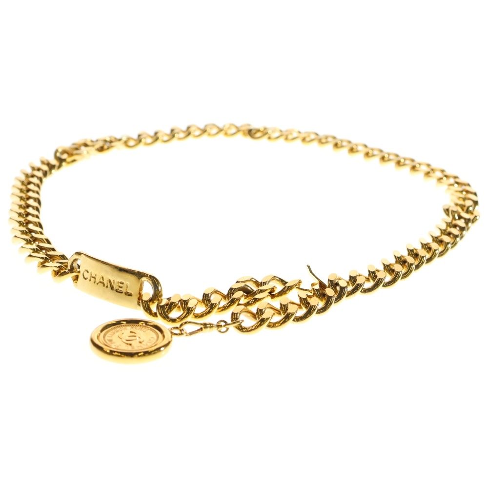 Chanel 94p Coco Mark Logo Plate Chain Belt Gold
