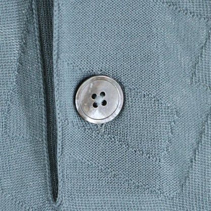 Hermes 25ss All-Over Pattern Jacquard Wool Knit Short Sleeve Polo Shirt Blue