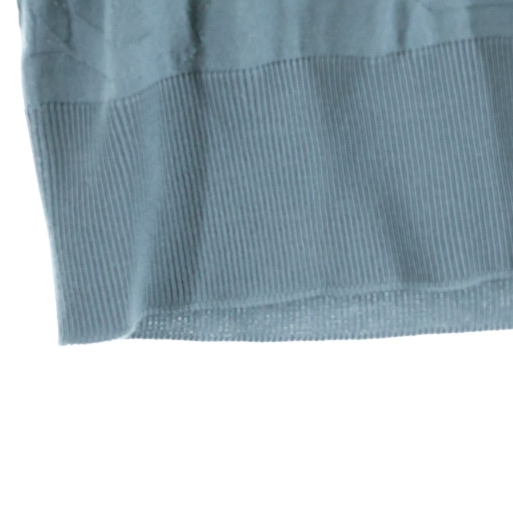 Hermes 25ss All-Over Pattern Jacquard Wool Knit Short Sleeve Polo Shirt Blue