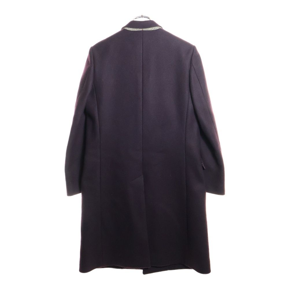 Hermes Winged Button Wool Chester Coat with Logo Patch Wine Red 51-5714