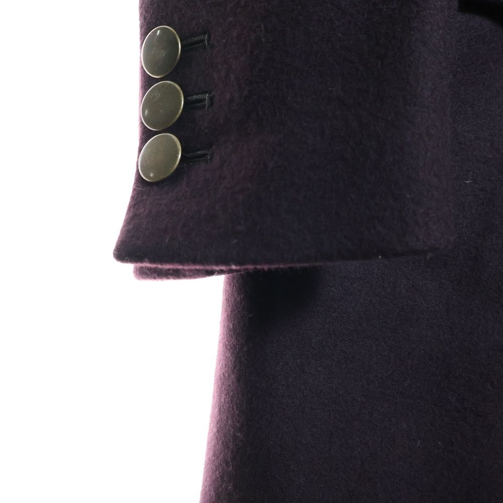 Hermes Winged Button Wool Chester Coat with Logo Patch Wine Red 51-5714