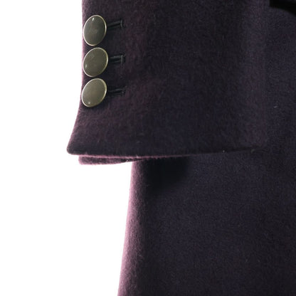 Hermes Winged Button Wool Chester Coat with Logo Patch Wine Red 51-5714