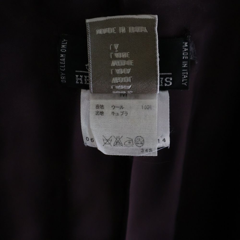 Hermes Winged Button Wool Chester Coat with Logo Patch Wine Red 51-5714