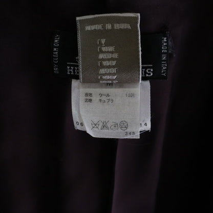 Hermes Winged Button Wool Chester Coat with Logo Patch Wine Red 51-5714