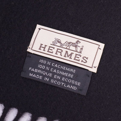 Hermes Muffler Shawl Fringe 100% Cashmere Scarf