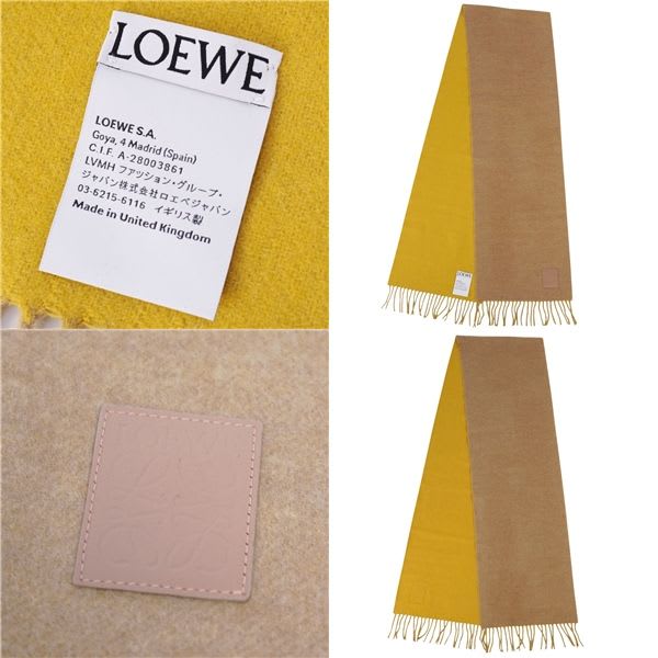 Loewe Muffler Shawl Fringe Wool Cashmere Lady Scarf