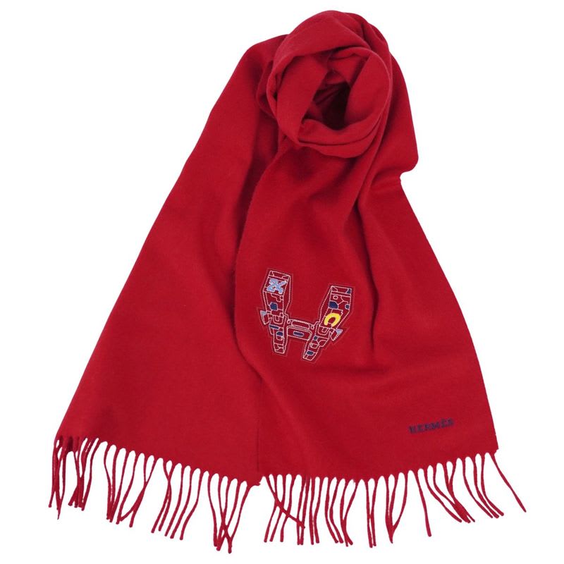 Hermes Scarf Shawl Fringe Cashmere Men's Les