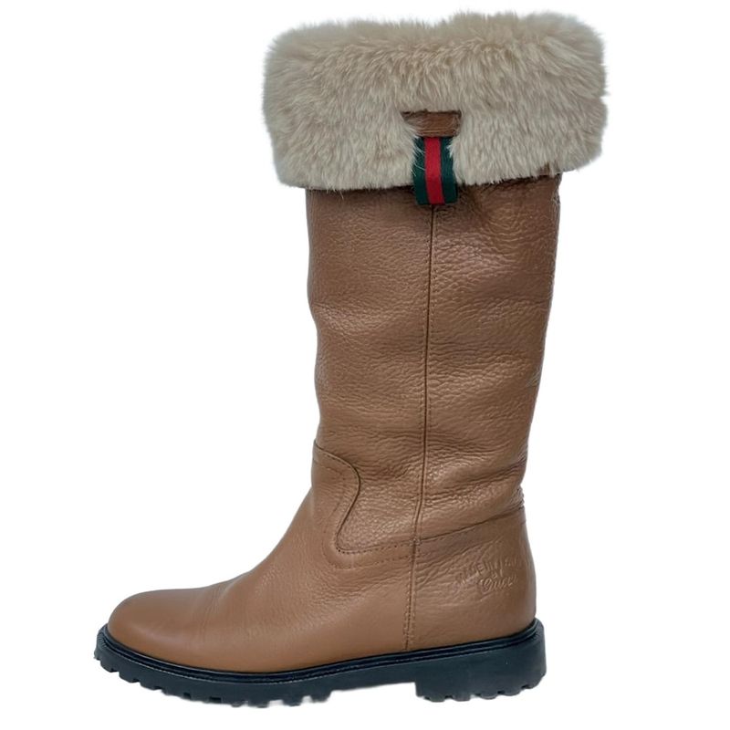 Gucci Long Boots 36 Women's - Brown X Ivory Sherry (web) Mouton