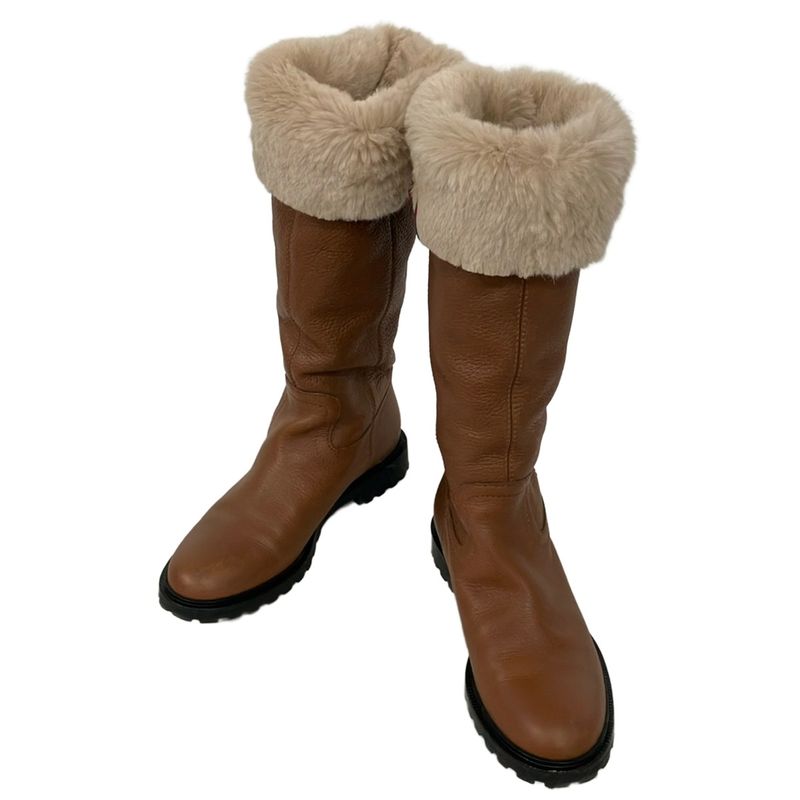 Gucci Long Boots 36 Women's - Brown X Ivory Sherry (web) Mouton